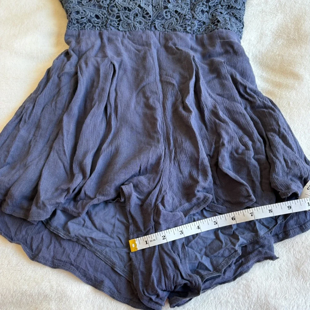 Boho Crochet Lace Backless Romper Navy Blue Festival Summer Sun Dress Size M - Picture 6 of 13